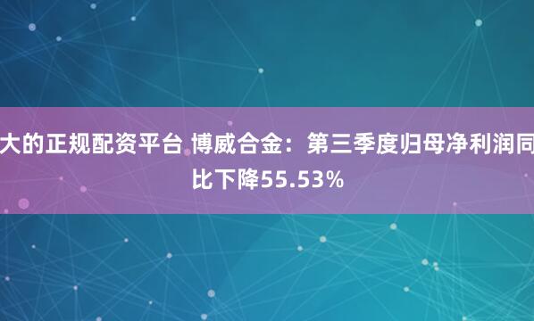 大的正规配资平台 博威合金:第三季度归母净利润同比下降55.53%